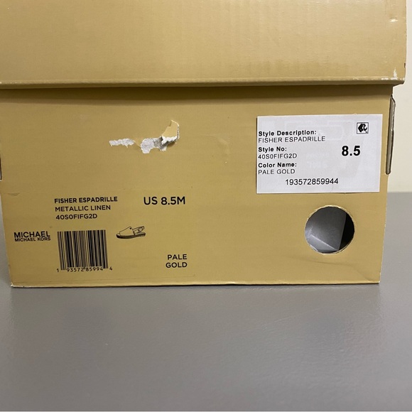 MICHAEL Michael Kors Fisher Espadrille Metallic Linen Pale Gold Women’s Size 8.5 - Picture 13 of 15